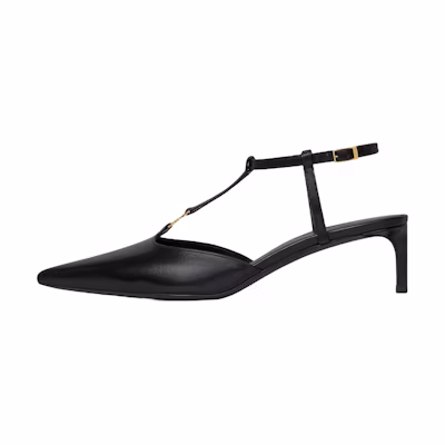 (W) CELINE Calfskin T-Strap Sandals 'Black Fashion'