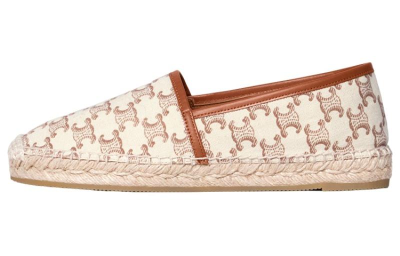 (W) CELINE Canvas Leather Logo Print Espadrille 'Beige'
