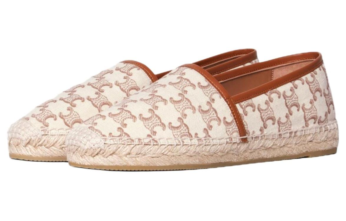 (W) CELINE Canvas Leather Logo Print Espadrille 'Beige' 圖 3