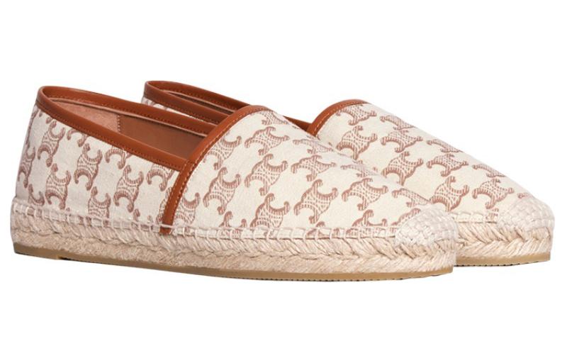 (W) CELINE Canvas Leather Logo Print Espadrille 'Beige' 圖 4