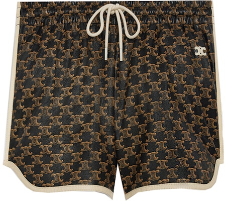 (Women) CELINE Caramel Logo Print Leather Drawstring Relaxed Shorts. 2G218301N-04CB Order (Women) CELINE Caramel Logo Print Leather Drawstring Relaxed Shorts. 2G218301N-04CB
