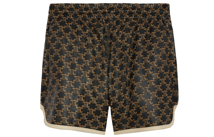 Lookbook (Women) CELINE Caramel Logo Print Leather Drawstring Relaxed Shorts. 2G218301N-04CB