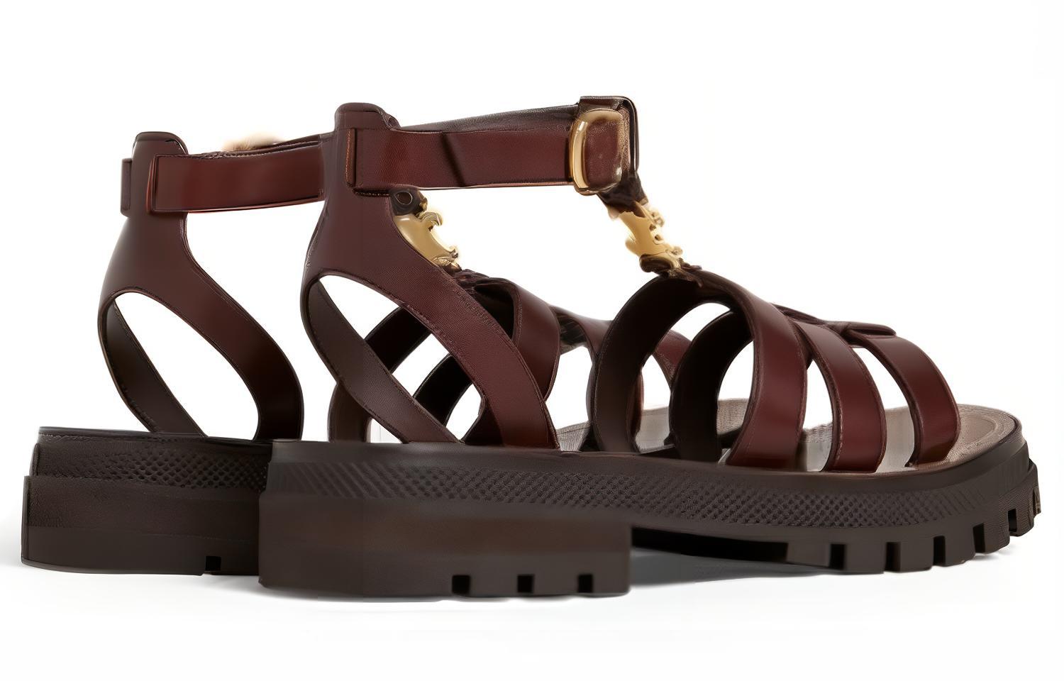 (W) CELINE Chunky Heel Gladiator Sandal 'Brown Leather' 圖 4