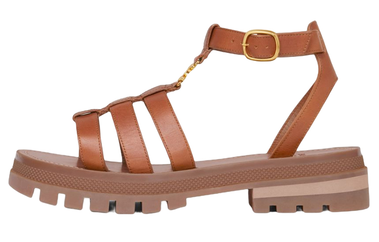 (W) CELINE Chunky Heel Leather Gladiator Sandal 'Tan'