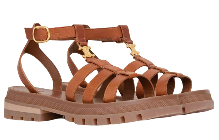 (W) CELINE Chunky Heel Leather Gladiator Sandal 'Tan' 圖 3