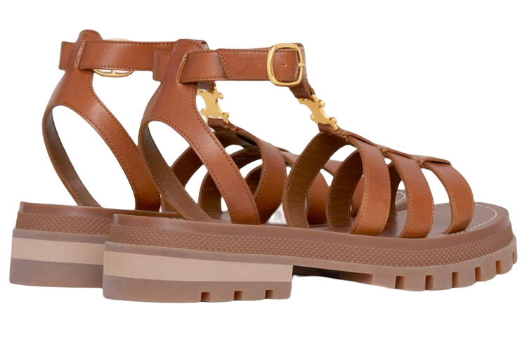 (W) CELINE Chunky Heel Leather Gladiator Sandal 'Tan' 圖 4