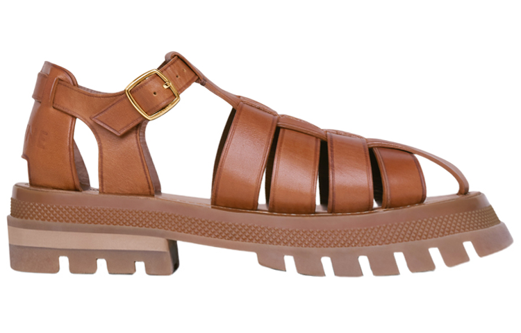 Order (W) Sandalia de Tacón Grueso CELINE 'Cuero Marrón' 345833023C.04LU