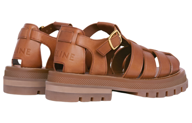 Shop (W) Sandalia de Tacón Grueso CELINE 'Cuero Marrón' 345833023C.04LU