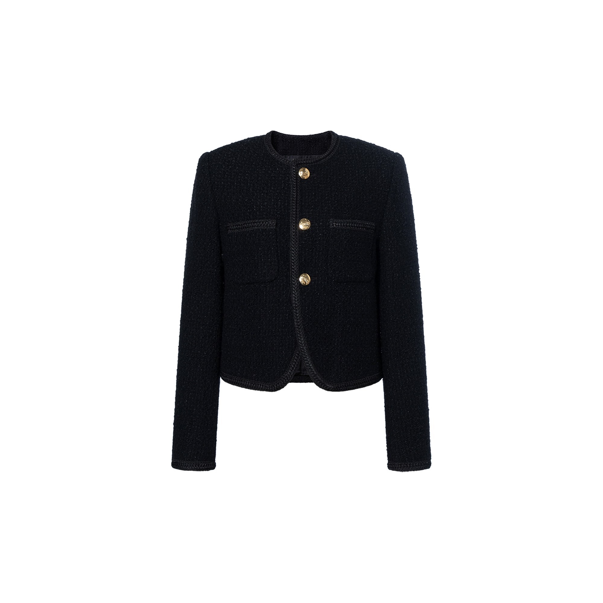 (Women) CELINE Classic Tweed Round Neck Single-Breasted Jacket in Black. 2V00C333J-38NO