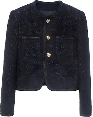 (Women) CELINE Classic Tweed Round Neck Single-Breasted Jacket in Black. 2V00C333J-38NO Order (Women) CELINE Classic Tweed Round Neck Single-Breasted Jacket in Black. 2V00C333J-38NO