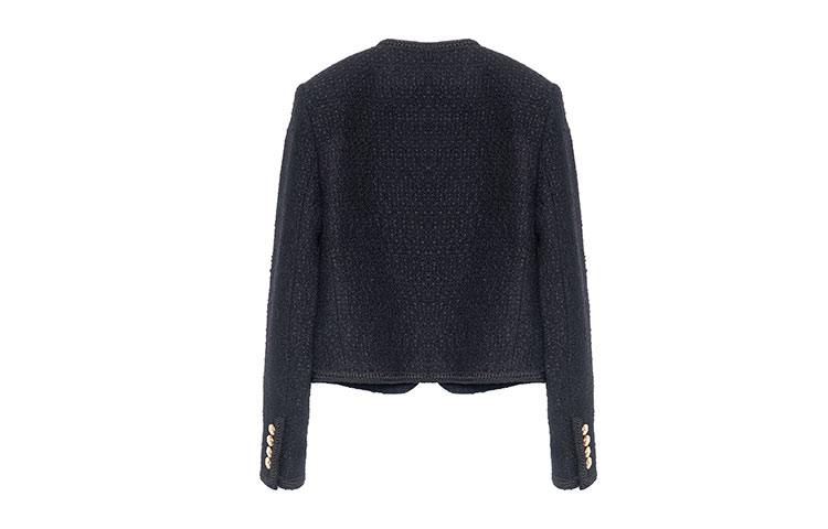 Lookbook (W) CELINE Chaqueta Negra Tweed Clásica Abotonada de Cuello Redondo. 2V00C333J-38NO