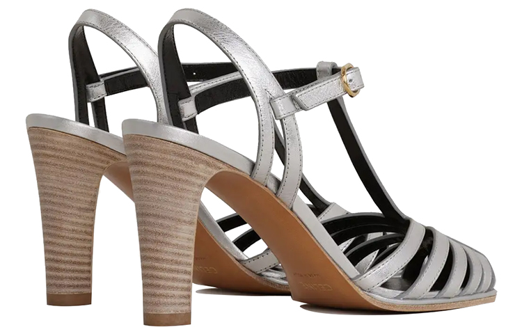 (W) CELINE Claude Heeled Sandals 'Silver' 圖 4
