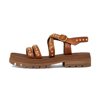 (W) CELINE Clea Studded Block Heel Sandal 'Tan'