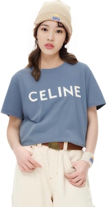 (W) CELINE 棉質寬鬆落肩T恤 女款 藍色 SS22 2X764671Q-07BW 1