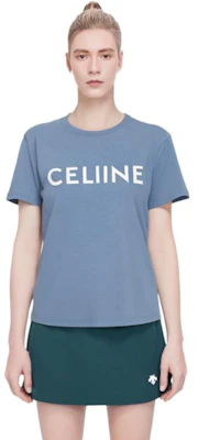 (W) Camiseta CELINE de algodón oversize hombros caídos Mujer Azul SS22 2X764671Q-07BW 2