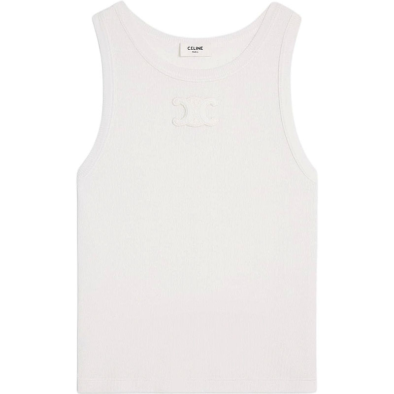 (Women) Celine Cotton Ribbed Trim Tank Top 2X45N2P33-01OW