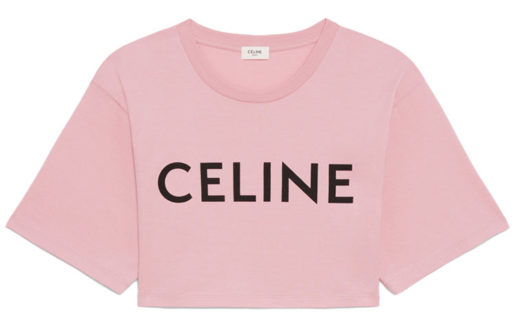 (Women) CELINE Cropped Cotton Short Sleeve Top in Light Rose Pink. 2X761501F-24IA