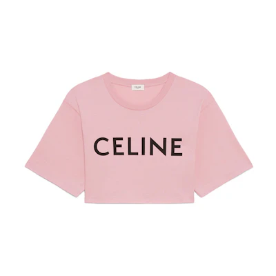 (Women) CELINE Cropped Cotton Short Sleeve Top in Light Rose Pink. 2X761501F-24IA