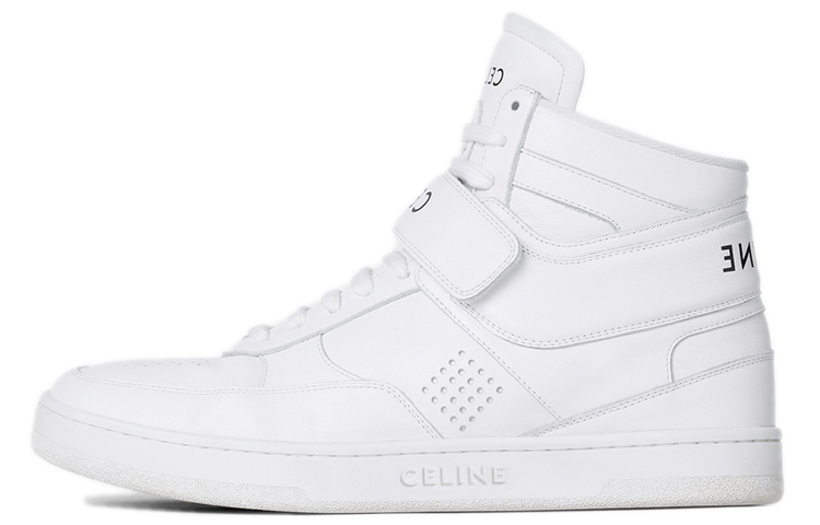 Buy CELINE CT-03 小牛皮簡約舒適高幫運動時尚板鞋 女款 螢光白