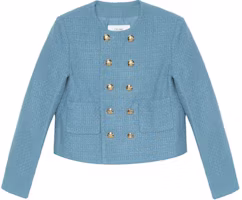 (Women) CELINE Double-Breasted Tweed Jacket Light Blue 2V83C739P-05BD (Women) CELINE Double-Breasted Tweed Jacket Light Blue 2V83C739P-05BD