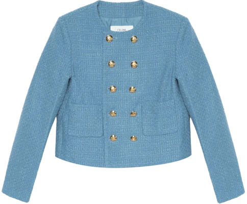 (W) CELINE Jaket Tweed Berkancing Dua Biru Muda 2V83C739P-05BD Buy (W) CELINE Jaket Tweed Berkancing Dua Biru Muda 2V83C739P-05BD