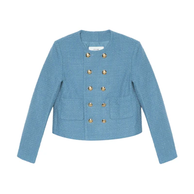 (Women) CELINE Double-Breasted Tweed Jacket Light Blue 2V83C739P-05BD
