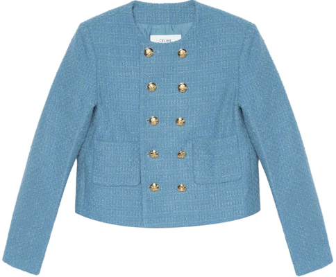 (W) CELINE Jaket Tweed Berkancing Dua Biru Muda 2V83C739P-05BD Order (W) CELINE Jaket Tweed Berkancing Dua Biru Muda 2V83C739P-05BD