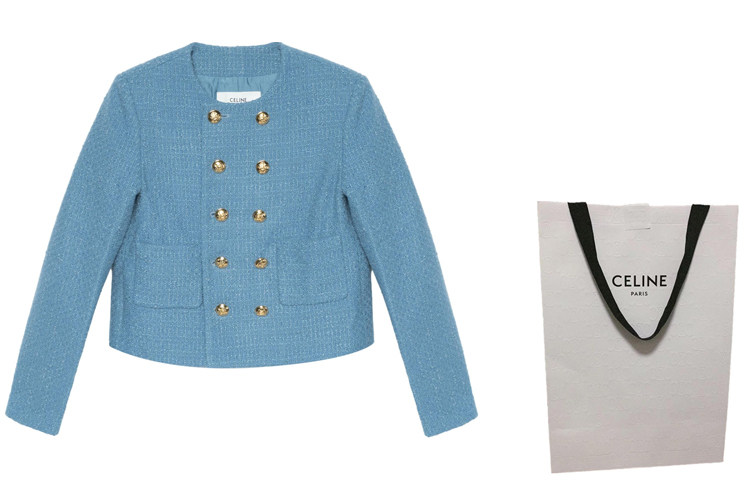 (Women) CELINE Double-Breasted Tweed Jacket Light Blue 2V83C739P-05BD 圖 4