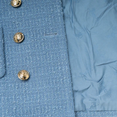 (W) CELINE Jaket Tweed Berkancing Dua Biru Muda 2V83C739P-05BD Sizing (W) CELINE Jaket Tweed Berkancing Dua Biru Muda 2V83C739P-05BD