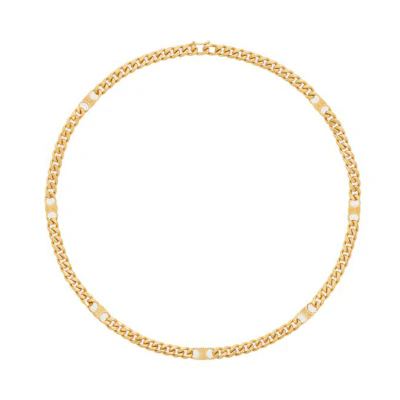 (Women) CELINE Engraved CELINE PARIS Logo Necklace for Women - Gold 460VN6BRA35OR