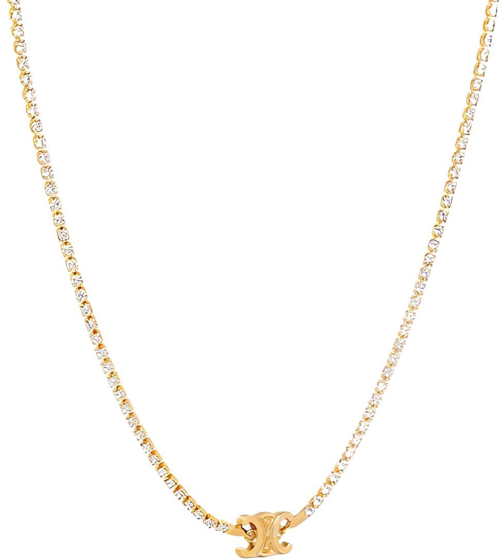 women-celine-engraved-logo-pendant-necklace-gold-brass-crystal-classic-460-tr-6-brs-35-or