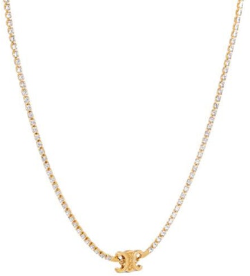 (W) CELINE Loket Logo Ukiran Kalung Emas Kuningan Kristal Klasik. 460TR6BRS35OR Order (W) CELINE Loket Logo Ukiran Kalung Emas Kuningan Kristal Klasik. 460TR6BRS35OR