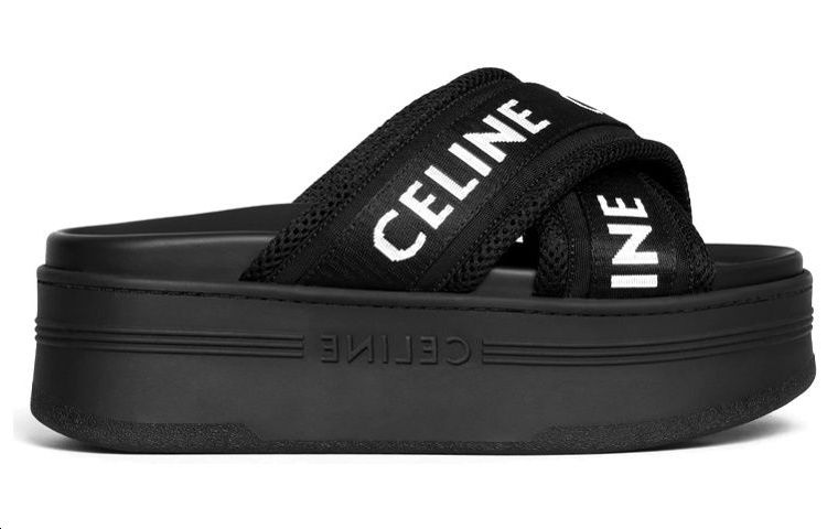 Order (W) CELINE Fabrik Jacquard Platform 'Fashion Slide Hitam' 354412276C.38AB