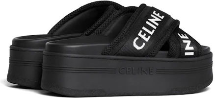 Shop (W) CELINE Sandal Jangkar Fashion Hitam - Kain Jacquard Platform 354412276C.38AB