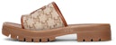 (W) CELINE Sandal Fesyen Coklat dengan Cetakan Logo Kain 348512275C.19BE