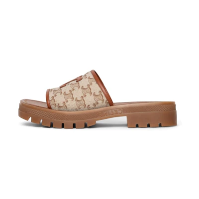 (W) CELINE Fabric Logo Print 'Fashion Sandal Brown'