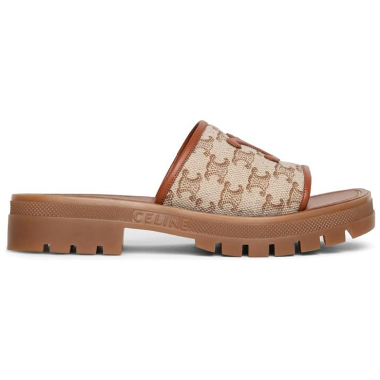 Order CELINE賽琳 織物 標誌印花 時尚涼拖 女款 棕色