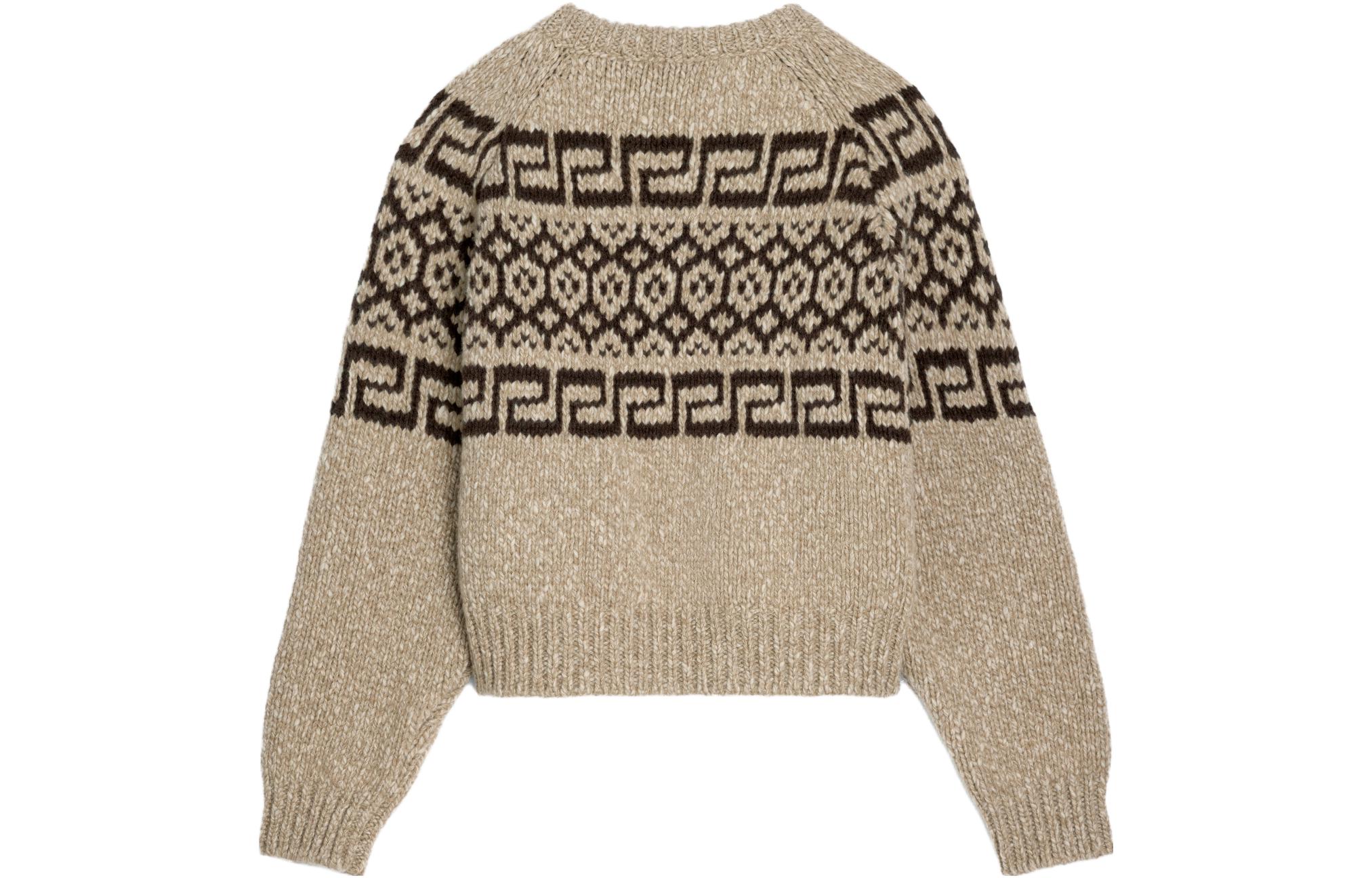 Lookbook (W) 셀린 페어 아일 니트 루즈핏 크루넥 스웨터 여성용 - 그레이 브라운 2ADW6824V-18TP