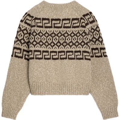 (W) 셀린 페어 아일 니트 루즈핏 크루넥 스웨터 여성용 - 그레이 브라운 2ADW6824V-18TP Lookbook (W) 셀린 페어 아일 니트 루즈핏 크루넥 스웨터 여성용 - 그레이 브라운 2ADW6824V-18TP