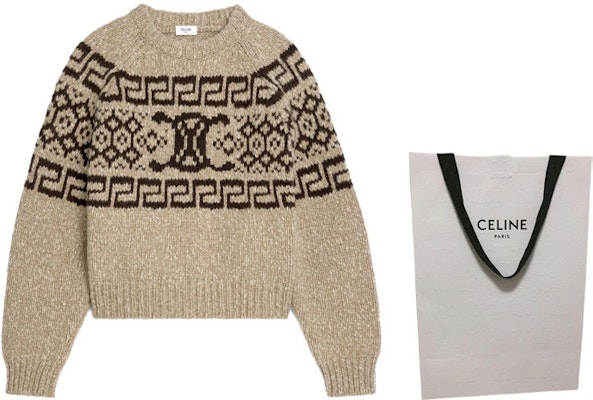 (W) 셀린 페어 아일 니트 루즈핏 크루넥 스웨터 여성용 - 그레이 브라운 2ADW6824V-18TP Shop (W) 셀린 페어 아일 니트 루즈핏 크루넥 스웨터 여성용 - 그레이 브라운 2ADW6824V-18TP