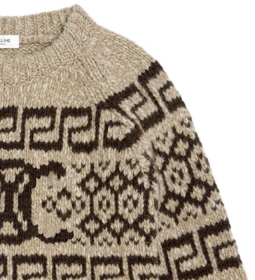 (W) 셀린 페어 아일 니트 루즈핏 크루넥 스웨터 여성용 - 그레이 브라운 2ADW6824V-18TP Cheap (W) 셀린 페어 아일 니트 루즈핏 크루넥 스웨터 여성용 - 그레이 브라운 2ADW6824V-18TP