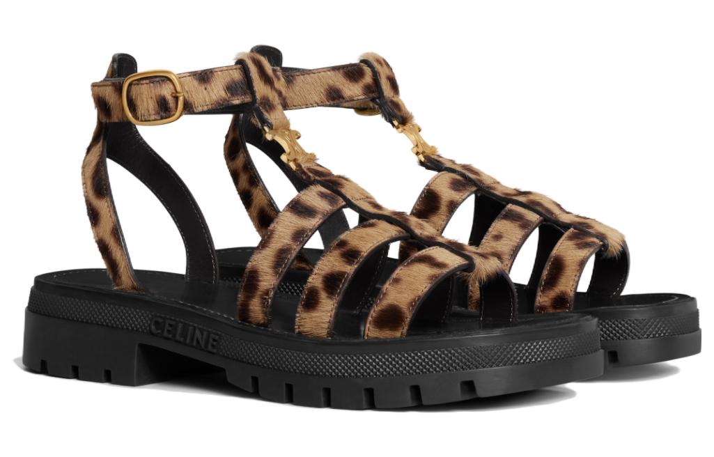 Lookbook (Women) CELINE Flat Buckle Velvet Roman Sandals 'Leopard' 352463926C.38WB