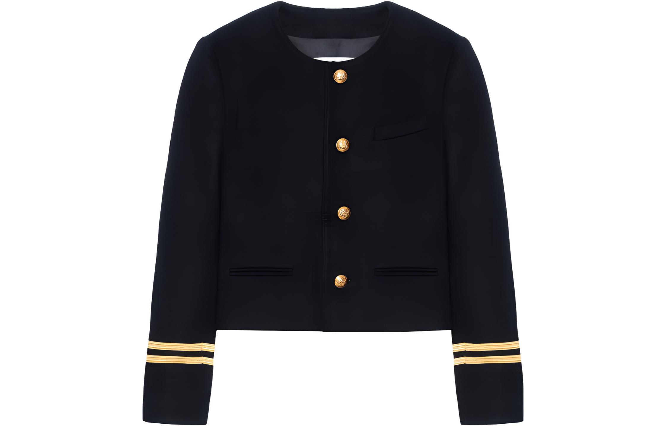 (Women) CELINE FW21 Black Double-Sided Cashmere Spencer Jacket with Gold Button. 2V75F6700-38NO