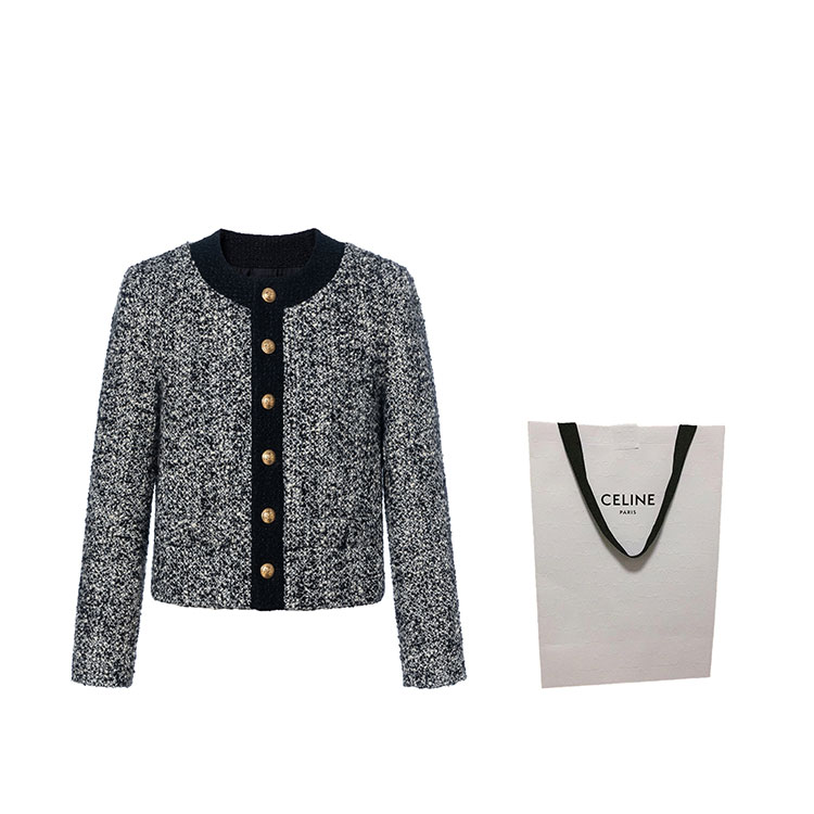 (Women) CELINE FW21 Black Tweed Trim Button-Up Jacket. 2V19F850O-38CE 圖 4