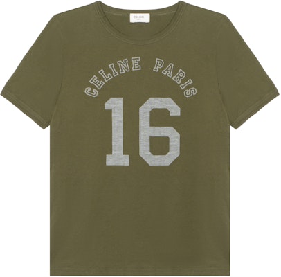 (W) CELINE FW21 Kaos Katun Rajut Logo Warna Khaki Gelap. 2X813501F-02DO Buy (W) CELINE FW21 Kaos Katun Rajut Logo Warna Khaki Gelap. 2X813501F-02DO