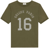 (W) CELINE FW21 Kaos Katun Rajut Logo Warna Khaki Gelap. 2X813501F-02DO Order (W) CELINE FW21 Kaos Katun Rajut Logo Warna Khaki Gelap. 2X813501F-02DO