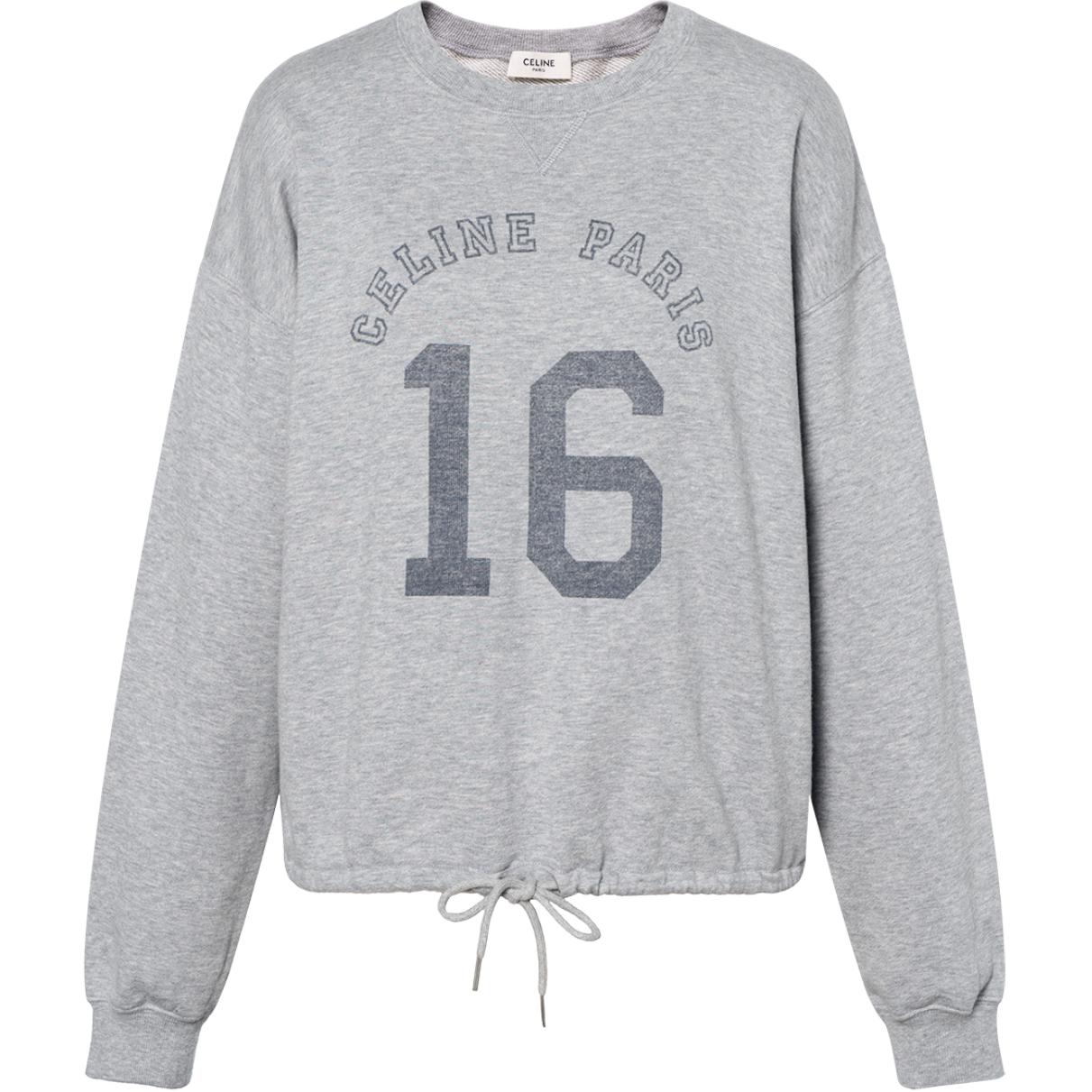(Women) CELINE FW21 Grey Graphic Print Wool-Blend Crewneck Sweater 2Y382450I-09GN