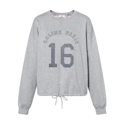 (Women) CELINE FW21 Grey Graphic Print Wool-Blend Crewneck Sweater 2Y382450I-09GN