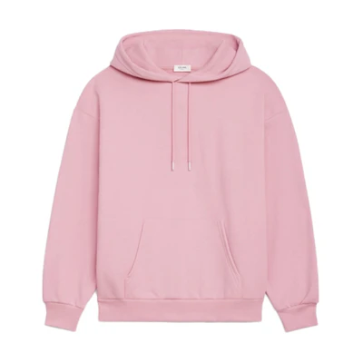 (Women) CELINE FW21 Logo Print Cotton Fleece Zip Hoodie Women’s Short Pink Rose. 2Y529052H-24IA