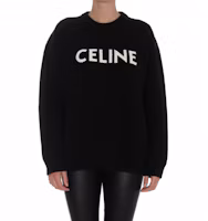 Shop (W) CELINE FW21 經典刺繡標誌羊毛寬鬆毛衣 - 黑色 2A19R423P-38NO